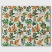 Papier Cadeau Motif Boho Aquarelle Cosy Plantes de la maison int (Plat)