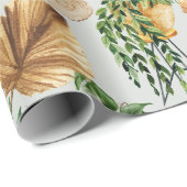 Papier Cadeau Motif Boho Aquarelle Cosy Plantes de la maison int (Coin rond)