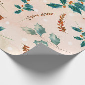 Papier Cadeau Motif Boho de Noël avec Feuilles (Coin)