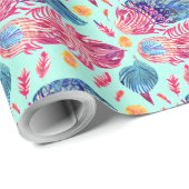 Papier Cadeau Motif Boho Feathers (Coin rond)