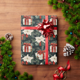 Papier Cadeau Motif boîte cadeau Festive - Rubans rouges
