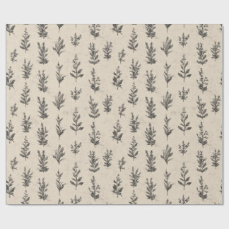 Papier Cadeau Motif botanique antique d'herbes – Na florale vint