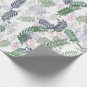 Papier Cadeau Motif botanique aux accents rouges Feuille vert (Coin)