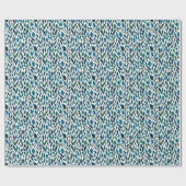 Papier Cadeau Motif botanique bleu et vert feuille (Plat)