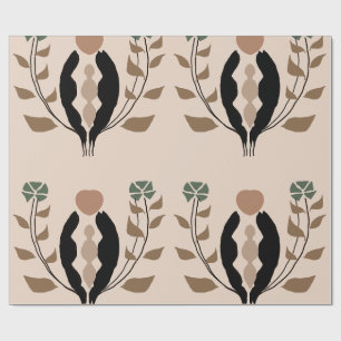 Papier Cadeau Motif Botanique Bohème Féminin Terreux
