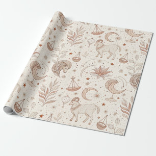 Papier Cadeau Motif botanique céleste (1)