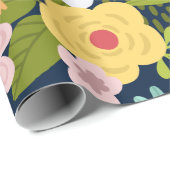 Papier Cadeau Motif botanique coloré (Coin rond)