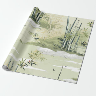 Papier Cadeau Motif botanique de la forêt de bambou Zen (1)