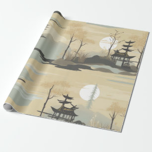 Papier Cadeau Motif botanique de la forêt de bambou Zen (4)