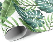 Papier Cadeau Motif botanique des Feuilles de verdure tropicale (Coin rond)