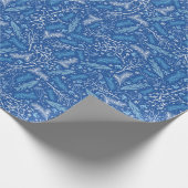 Papier Cadeau Motif botanique d'hiver bleu et blanc (Coin)