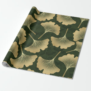 Papier Cadeau Motif botanique doré Art déco