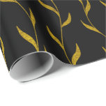 Papier Cadeau Motif botanique Feuille Gold Floral en noir<br><div class="desc">Plante or Feuille Floral Botanical Seamless Motif graphique sur papier cadeau noir. ** Utilisez les fonctions de modification de zazzle pour modifier la couleur du papier en fonction de vos besoins. La couleur arrière - plan est en fait transparente, vous pouvez donc facilement la changer à n'importe quelle couleur :...</div>