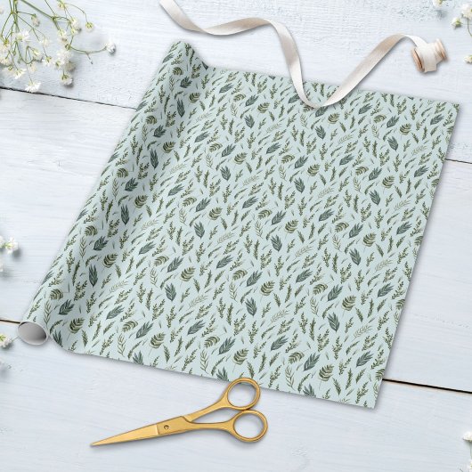 Papier Cadeau Motif botanique Feuille vert