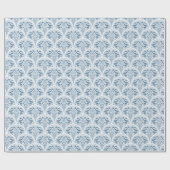 Papier Cadeau Motif botanique floral bleu et blanc de printemps (Plat)