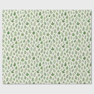 Papier Cadeau 🌿 Motif botanique minimal sans joint - Feuille ve
