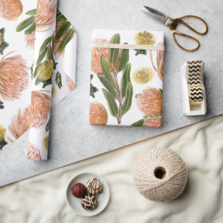 Papier Cadeau Motif botanique Pincushion Protea