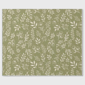Papier Cadeau Motif botanique Rouleau de papier écorce vert d'ol (Plat)