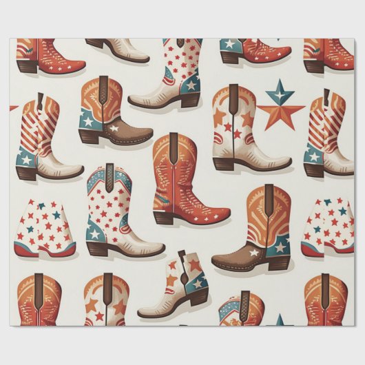 Papier Cadeau Motif bottes Cowboy (Plat)
