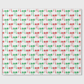 Papier Cadeau Motif Bow Red & Green Watercolor (Plat)