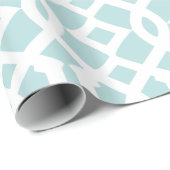 Papier Cadeau Motif branché Aqua et White Trellis (Coin rond)