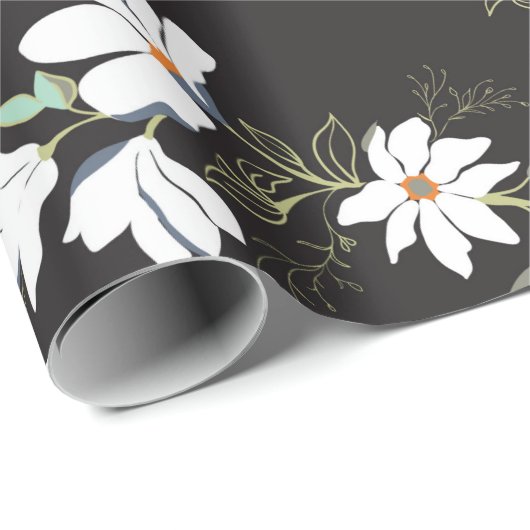 Papier Cadeau Motif brillant Magnolia (Coin rond)