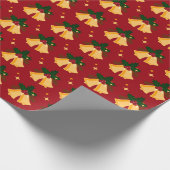 Papier Cadeau Motif brillant rouge Noël sans soudure avec cloche (Coin)