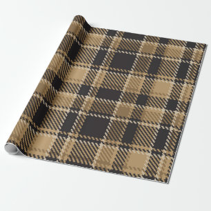 Papier Cadeau motif Brown beige plaid