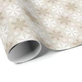 Papier Cadeau Motif Brown brillant Tan Winter White Snowflake (Coin rond)