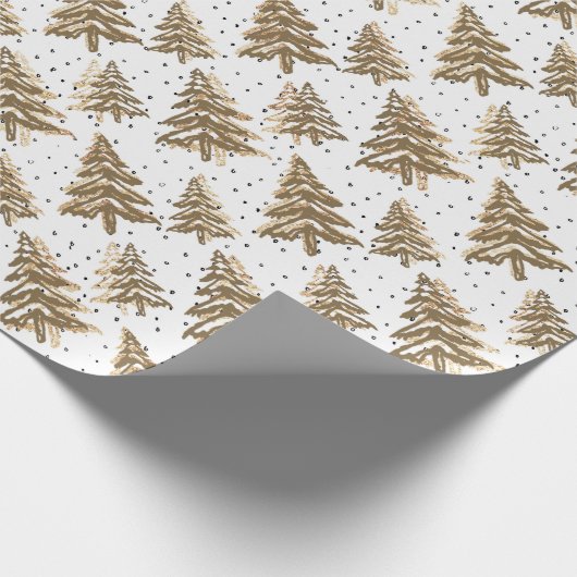 Papier Cadeau Motif Brown de Noël et Parties scintillant d'or (Coin)