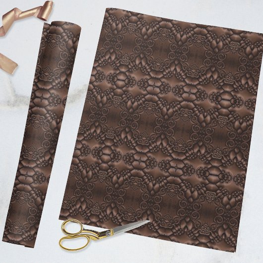 Papier Cadeau Motif Brown en cuir baroque Faux