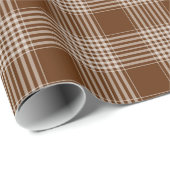 Papier Cadeau Motif Brown et blanc de tartan de plaid (Coin rond)