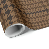 Papier Cadeau Motif Brown Houndstooth Glen Check (Coin rond)