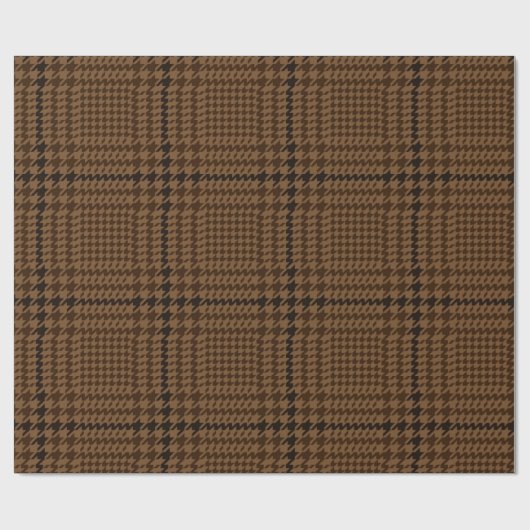 Papier Cadeau Motif Brown Houndstooth Glen Check (Plat)