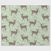 Papier Cadeau Motif Brown vert du bois de cerf (Plat)