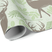 Papier Cadeau Motif Brown vert du bois de cerf (Coin rond)