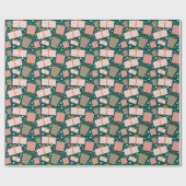 Papier Cadeau Motif cadeau de Noël rétro en Peach et Turquoise (Plat)