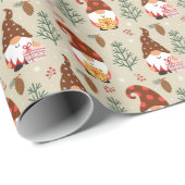 Papier Cadeau Motif cadeau Noël Gnomes (Coin rond)