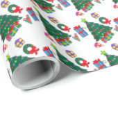 Papier Cadeau Motif Cadeaux de Noël (Coin rond)