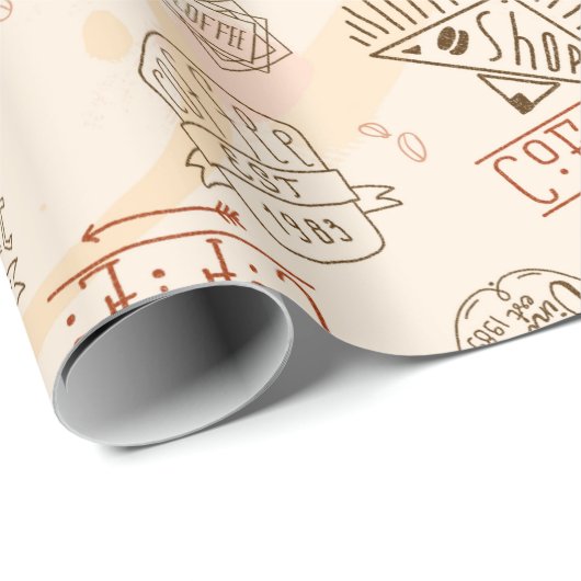 Papier Cadeau Motif café (Coin rond)