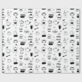 Papier Cadeau Motif café et café noir tiré à la main (Plat)