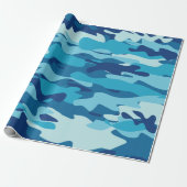 Papier Cadeau Motif camouflage de l'armée de camouflage bleu mar (Déroulé)