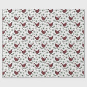 Papier Cadeau Motif cardinal rouge d'hiver blanc (Plat)