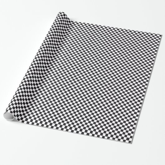 Papier Cadeau Motif Carré d'échecs - noir + votre texte & backgr (Déroulé)