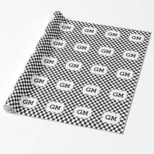 Papier Cadeau Motif Carré d'échecs - noir + votre texte & backgr