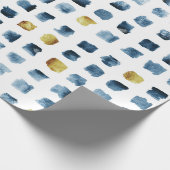 Papier Cadeau Motif Carré élégant Blue Gold Aquarelle (Coin)