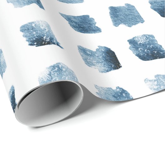 Papier Cadeau Motif Carré élégant Blue Gold Aquarelle (Coin rond)