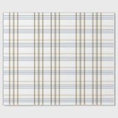 Papier Cadeau Motif carreau classique beige et bleu (Plat)