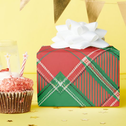 Papier Cadeau Motif carreau rouge vert (Fête d'anniversaire)
