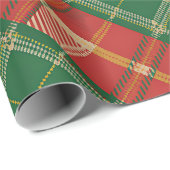 Papier Cadeau Motif carreau rouge vert (Coin rond)